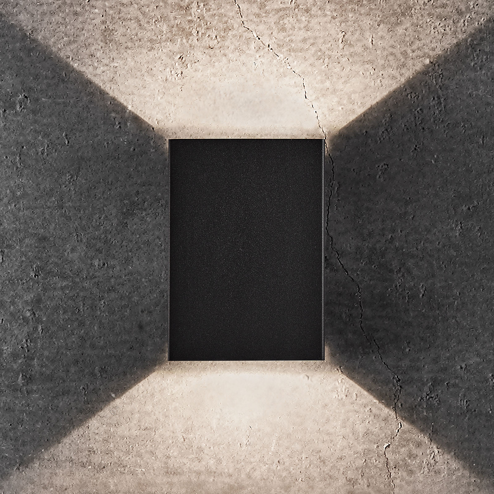 Fold LED outdoor wall light, 10 x 15 cm, black